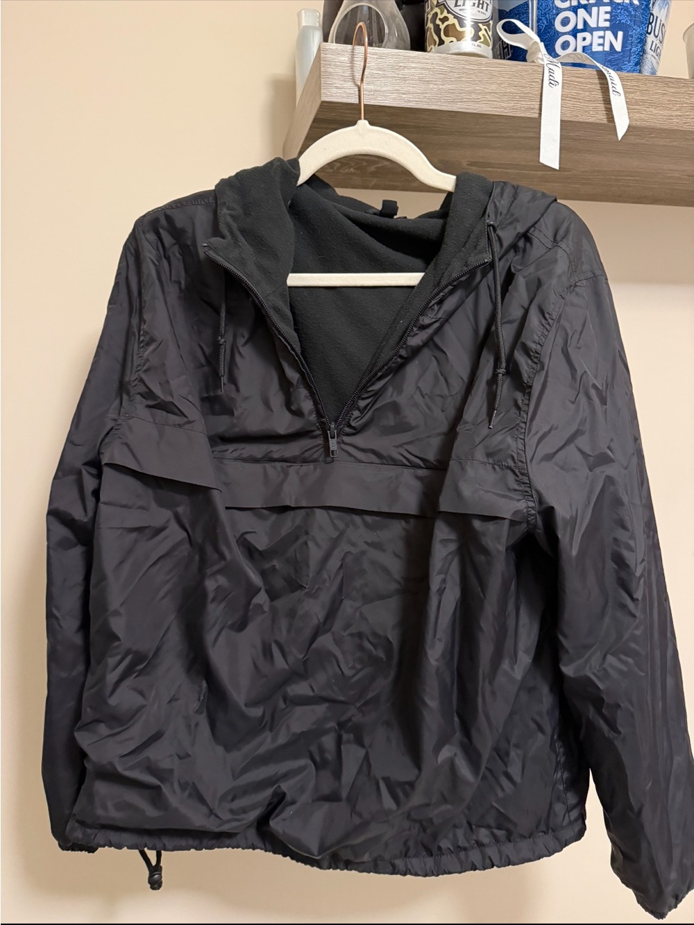 Bluenotes Black Quarter Zip-Up Hooded Insulated Windbreaker